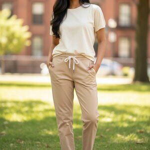 Kensie Jeans Womens 8/29 Khaki The Girlfriend Pants Comfort Preppy Academia